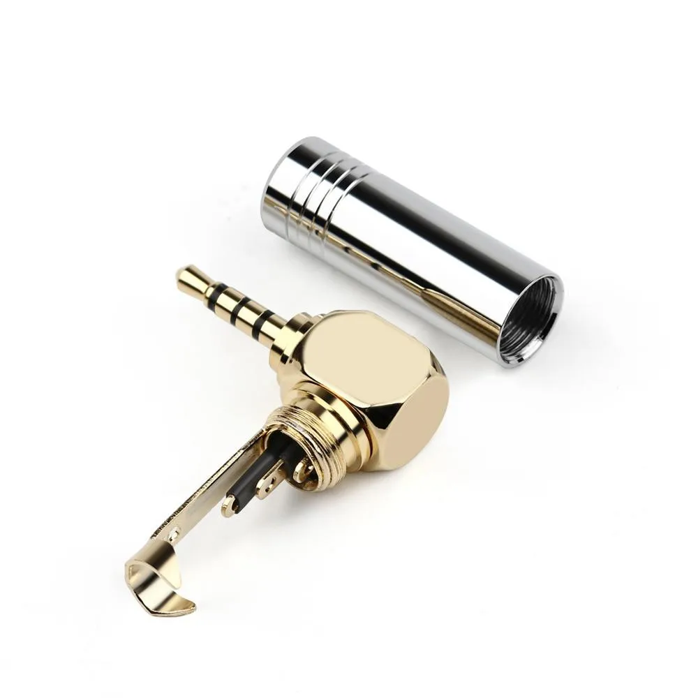 5pcs 2 5mm Jack 90 Degree Right Angle Bend Plug Copper Gold Balance Plug Hifi Headphone Jack Adapter 2 5 Audio Cable Connector