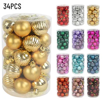 

34pcs 4cm Multicolor Christmas Ball Xmas Tree Decorations Plastic Balls Home New Year Party Decor Hanging Pendant Ornaments
