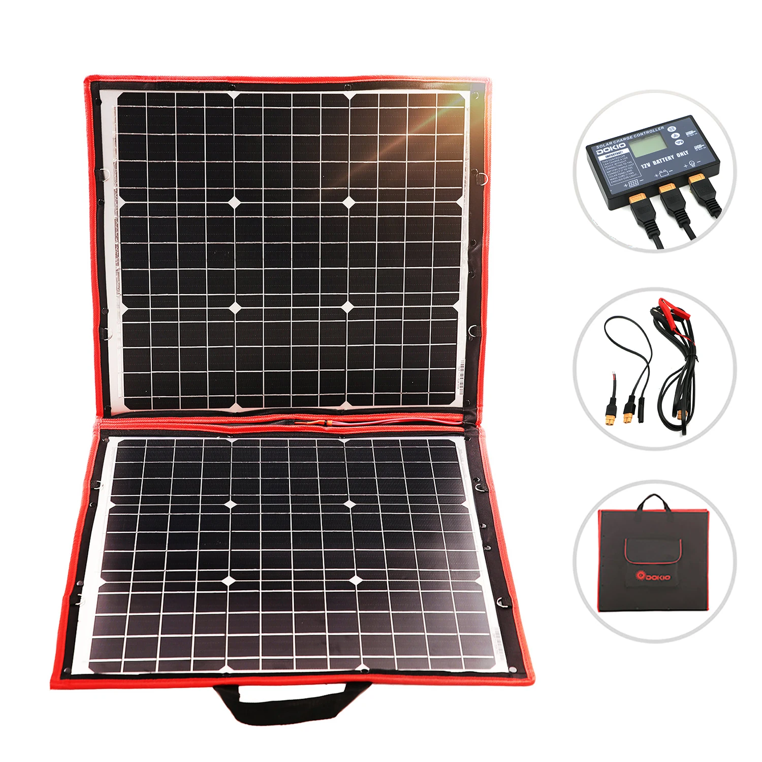 80W Solar panel Sets Dokio 80 Вт солнечная панель 18 в Гибкая Складная солнечная панель usb зарядка 12 В портативный комплект солнечных батарей для дома/вне двери кемпинга Солнечная Pa - Цвет: 80W Solar panel Sets