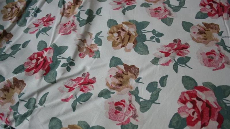 Полметра Красная белая полоса цветочный принт хлопок холст ткань для ручной работы DIY сумка диван скатерть T1029