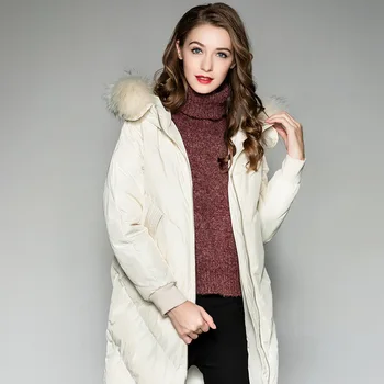 

Winter Coat Women Parka Long 2019 New Hooded Cap Thick Wool Collar Wide-waisted Filler High Quality Cotton Slim Office Lady