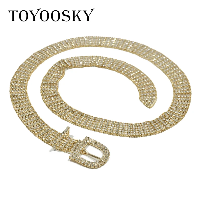 TOYOOSKY 5 линия вечерние Клубные шикарные Стразы ремень женский блеск бриллиант поясной ремень аксессуары Популярная Пряжка ремни