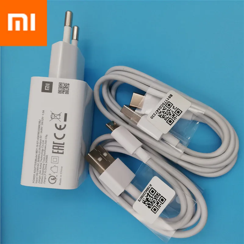 

Original Xiaomi 9SE 9 USB Charger quick EU Wall adapter Fast Charge For note 7 Mi 9t CC9 A3 Redmi K20 pro 7A line Micro/Type-C