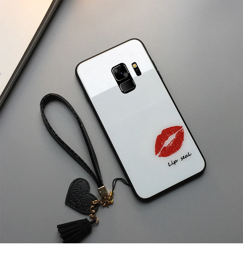 Чехол для samsung Galaxy s9 s8 plus из закаленного стекла с сердечком для samsung Galaxy Note 9 8 s8 s9 с кисточками