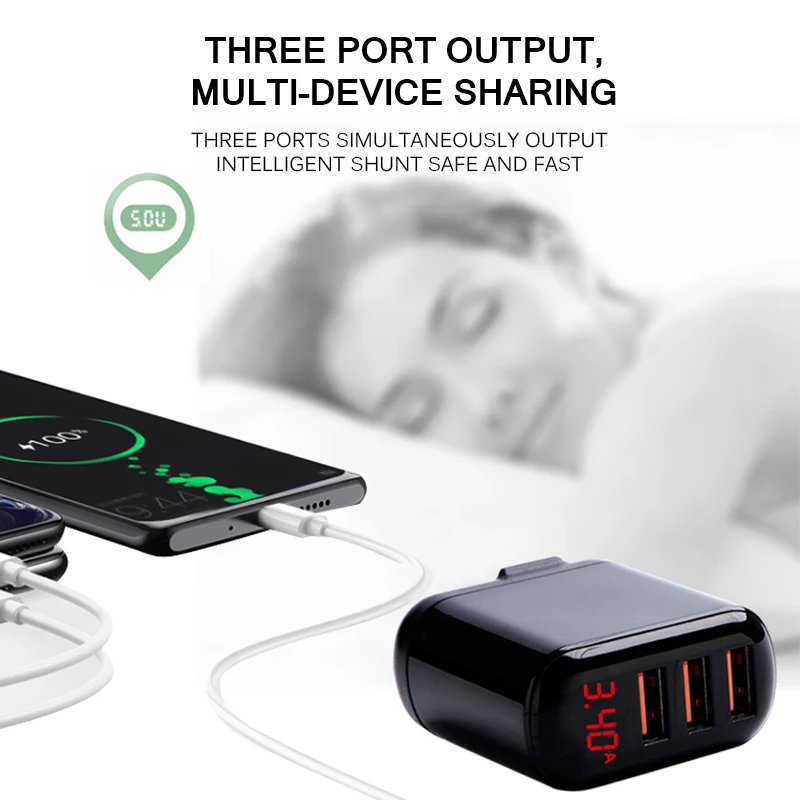 3 USB зарядное устройство Quick Charge3.0 4,0 зарядное устройство для мобильного телефона Быстрая зарядка для iPhone samsung Xiaomi huawei Планшет настенный адаптер