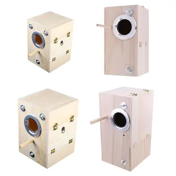 

Wooden Bird Nesting Breeding Box House Parakeet Mating Case with Clear Window fo