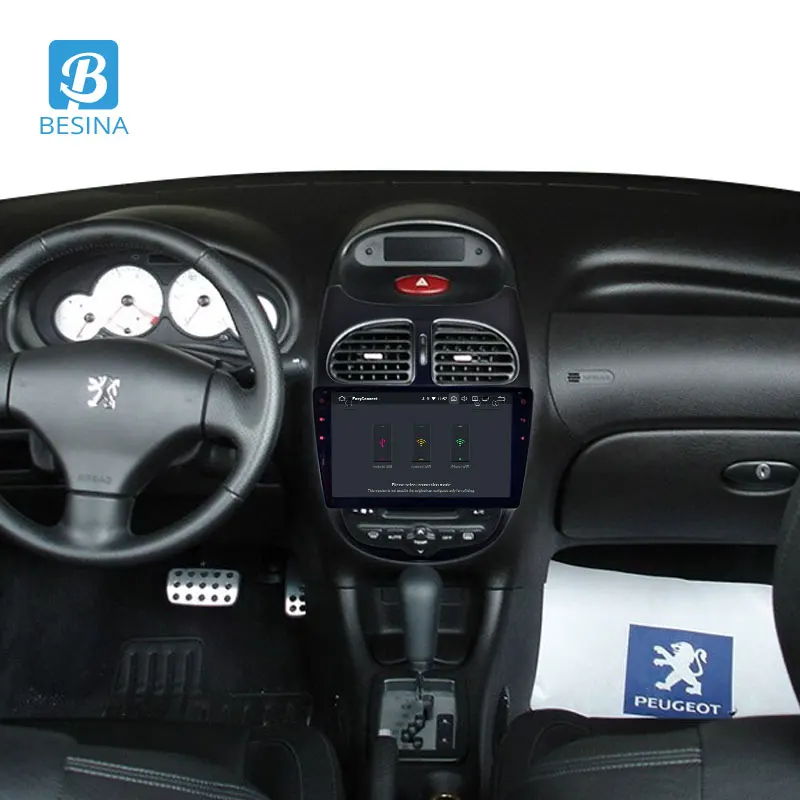 Excellent Besina Android 9.0 Car DVD Player For Peugeot 206 2002 2003 2004 2005 2006 2007 2008 Multimedia GPS Navigation Stereo WIFI Octa Cores 4GB RAM 64GB ROM 1 Din Car Radio 5