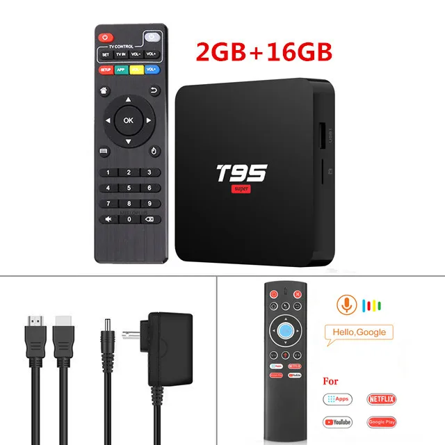 T95 супер Android 10,0 Smart Tv Box Allwinner H3 четырехъядерный 2G 16G 2,4 GHz Wifi 4K Netflix Youtube PK S905X3 медиаплеер - Цвет: 2G16G T1 Voice