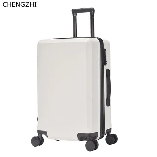 CHENGZHI Мода Высокое качество 2" 24" 26 дюймов ABS+ PC чемодан на колёсиках Спиннер чистый цвет Дорожный чемодан на колесиках - Цвет: white