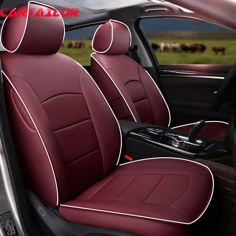 Luxury Car Front Seat Covers PU Leather for Hyundai Elantra 2018-2021 with Headrest/&Lumbar Support Beige