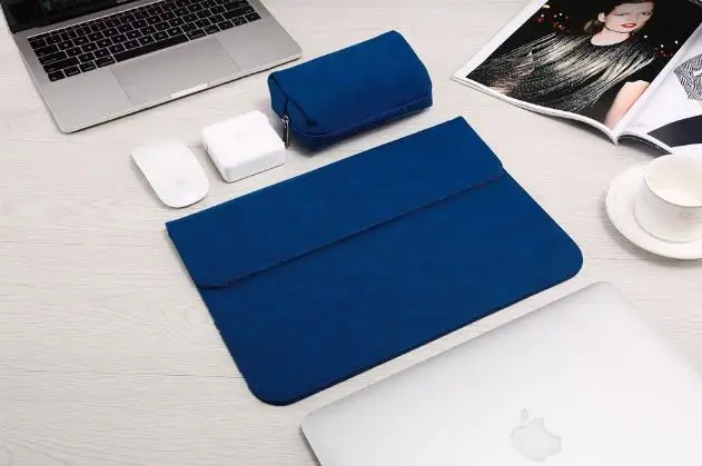 Подходит для ноутбука apple dell lenovo, Тонкая матовая сумка для компьютера, Новая внутренняя сумка для macbook с сумкой питания - Цвет: Синий