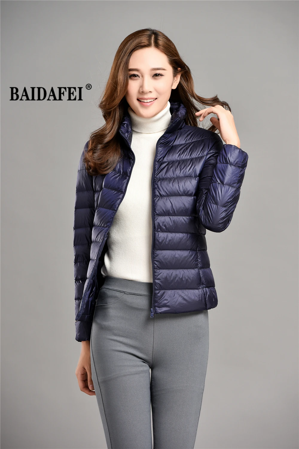 Women's Short Slim Fit Puffer Jacket 2023 New Spring Stand Collar Ultra Light Weight Portable Windproof White Duck Down Coat