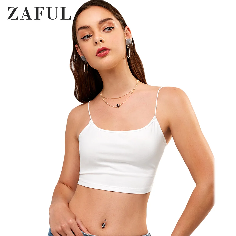 ZAFUL Cropped Solid Color Cami Tank Top Bungee Strap Cotton Short Vest  Spaghetti Strap Collar Ladies Sexy Series Casual Multi - AliExpress Women's  Clothing