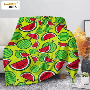 

HUGSIDEA 2020 New Living Room Decoration Blanket Throw Blanket Watermelon Printing Super Soft Flannel Fleece Blanket