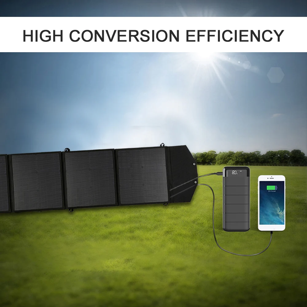 Folding Solar Cells Charger Portable Solar Panel Collapsible Outdoor Solar Panel Charger With 2 Usb Ports High power
