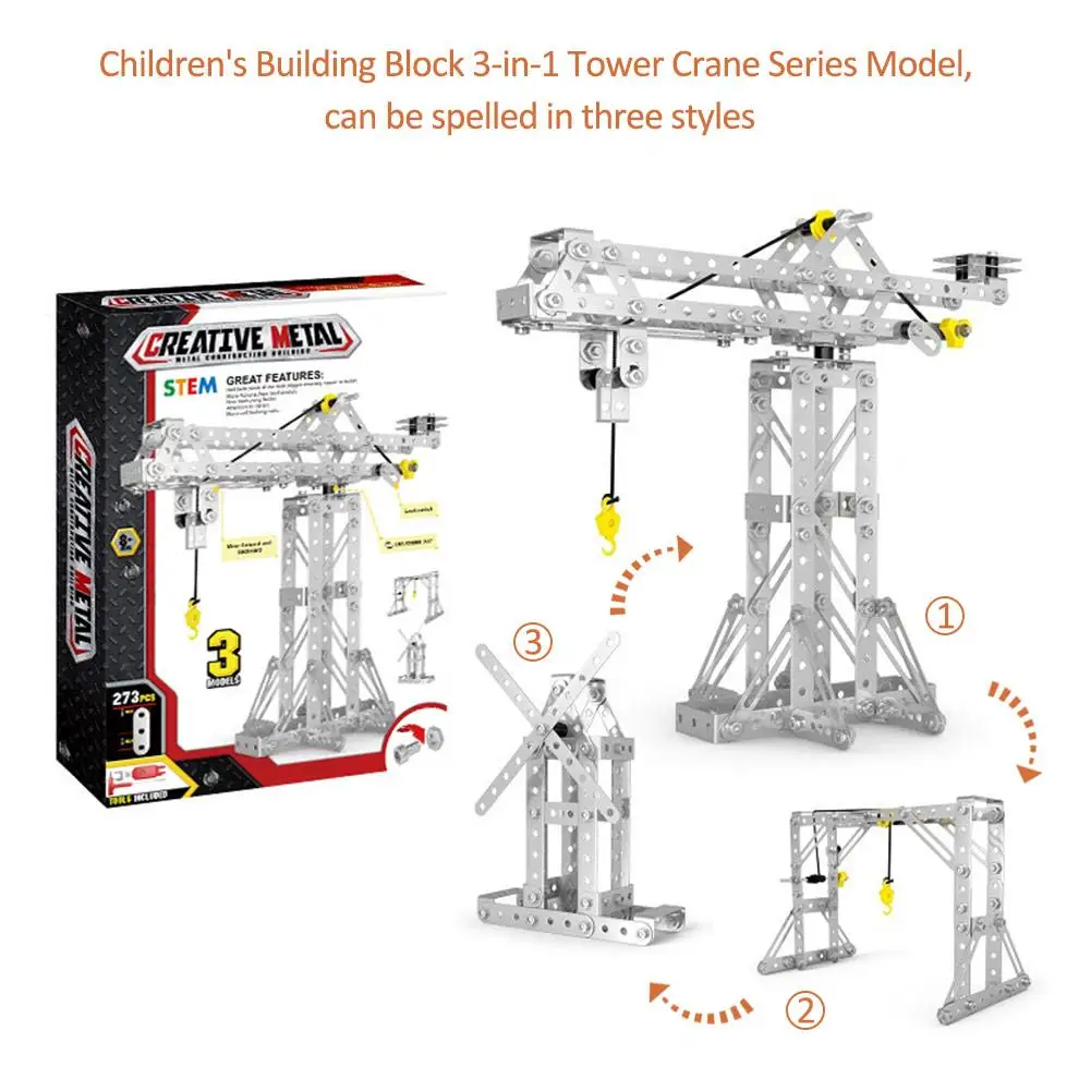 Children Building Block Toy 3-in-1 Tower Crane Series Model Kids Assembled Building Block Toy Educational Toy For Children Gift