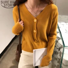 Autumn New Fashion Knitted Women Sweater Loose Long Sleeve V-neck Cardigans Button Solid Women Top Women Clothing 5301 50