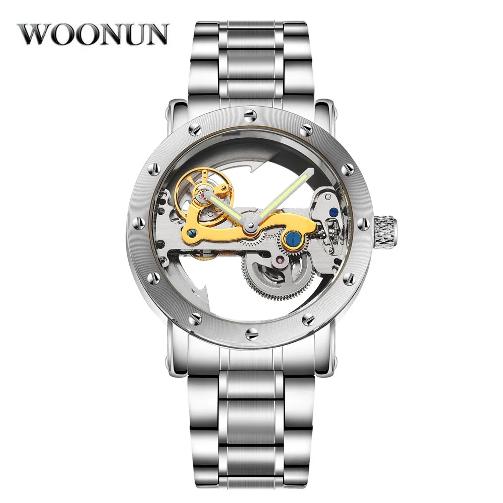 

New 2020 Man Watch Luxury Mechanical Watch Men Stainless Steel Automatic Self Wind Watch Skeleton Transparent Hollow Watch Gift