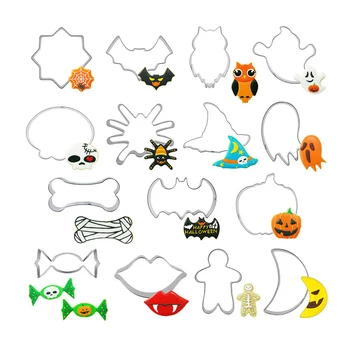 

15pcs 2020 Halloween Cookie Cutter Set of Pumpkin, Frightened Cat, Ghost,Cat Face, Bat, Tombstone Baking Cookies Press Cutter