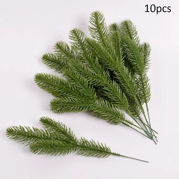 

10pcs/Lot Artificial Pine Leaf Branches Fake Plants Artificial Flowers Leaves 25cm Christmas Tree For Xmas Ornaments Decorations