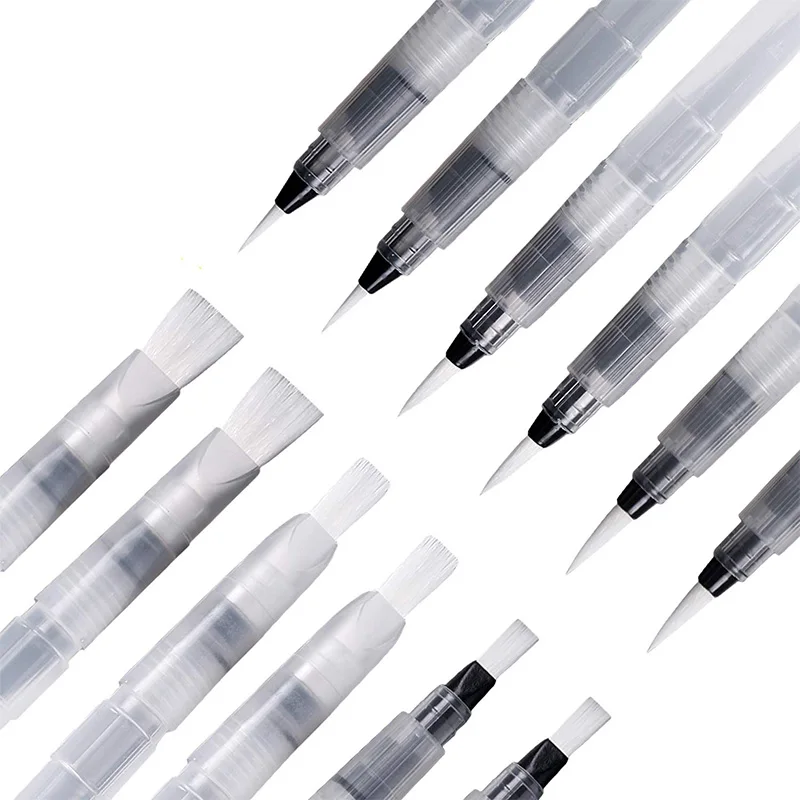 Agua cepillo pluma pincel de con depósito de agua para acuarela pluma acuarela, pintura de marcadores (12 piezas)