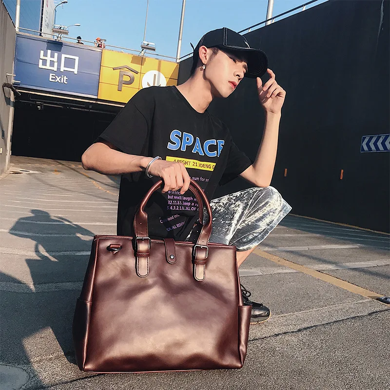 

Crazy Horse Leather Recreational Slanting Large Capacity Men's Bag Fashion Bag Single Shoulder Bag Men's Handbag Transverse