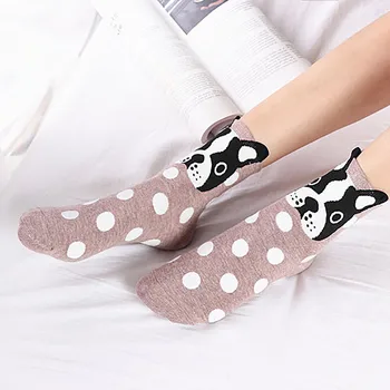 

5 Pairs Women Leisure Cartoon Straight Board Breathable The New Printing Female Socks Adult Animal Cute Dot In chaussette femme