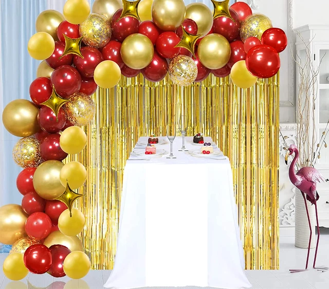 Kit d'arche de guirxiété de ballons avec confettis dorés, rouge et
