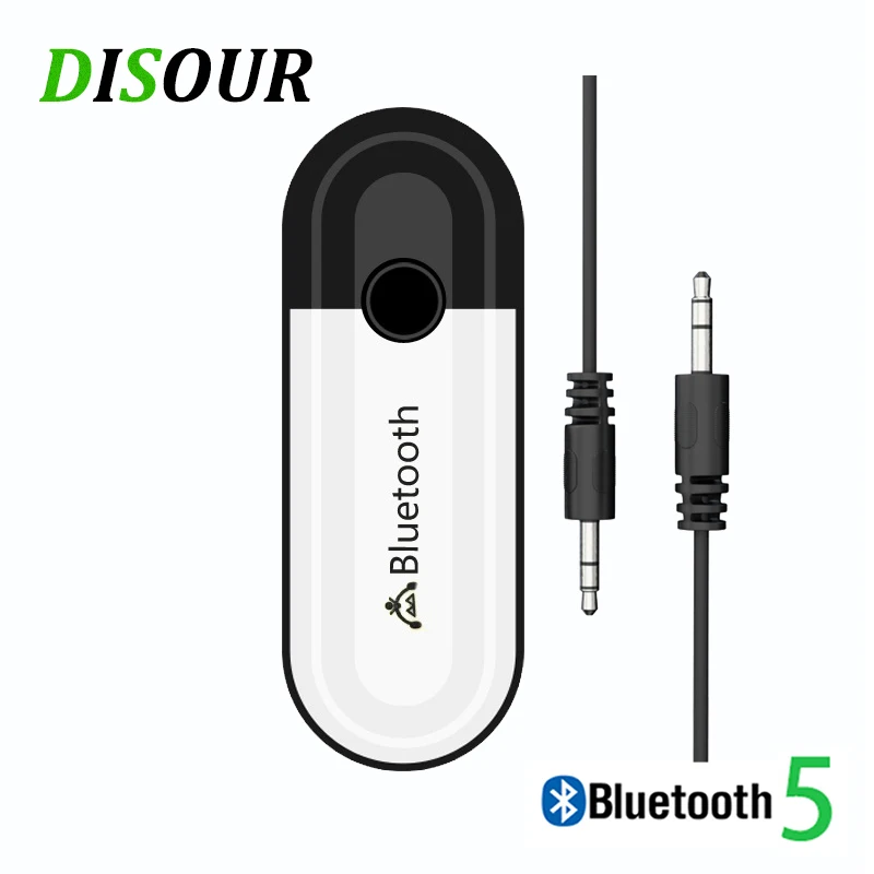 DISOUR Bluetooth 5,0 приемник USB и 3,5 мм AUX 2 в 1 аудио беспроводной адаптер для наушников динамик автомобильный комплект USB ключ обновлен