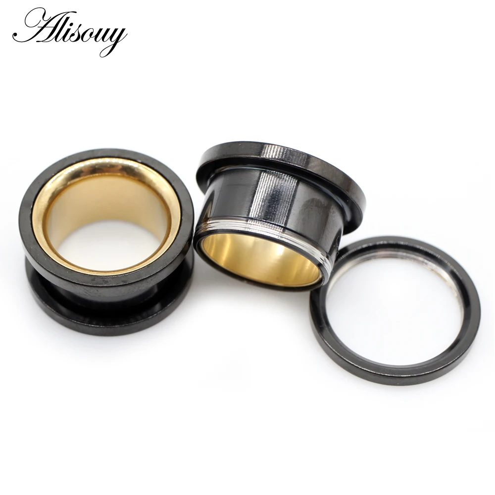 Body piercing jewelry 2pcs Smiple Hollow Stainless Steel Flared Ear Plugs Tunnel Expander Stretcher Gauges Flesh Piercing Earring Body Jewelry