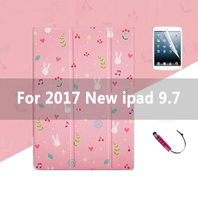 Мультяшный романтичный розовый чехол-Кролик для ipad 2 018 9,7 air 1 2 кожаный чехол для ipad 2 Mini 1 2 3 милый умный чехол-подставка чехол s - Цвет: For New ipad 2017