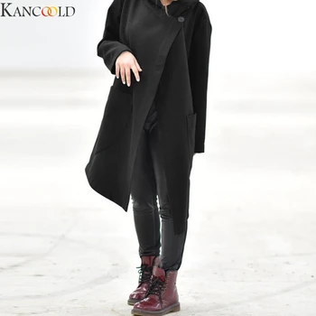 

KANCOOLD Winter Women Long jacket solid hooded thick fleece casual jacket female fashion slim plus size coats streetwear jackets