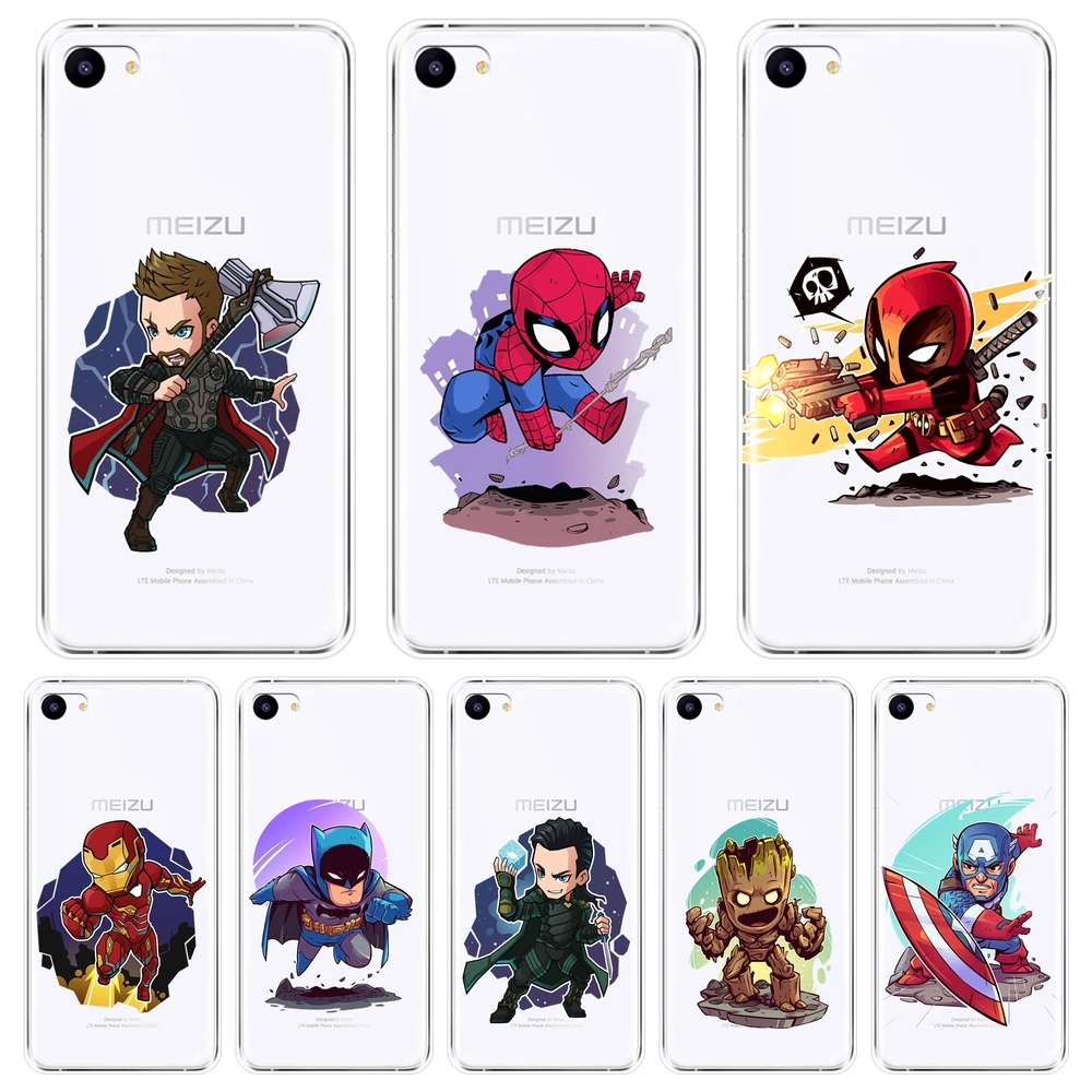 

TPU For Meizu U10 U20 Pro 6 7 Plus Phone Case Silicone Marvel Batman Deadpool Soft Back Cover For Meizu 15 Lite 16 Plus 16th 16x