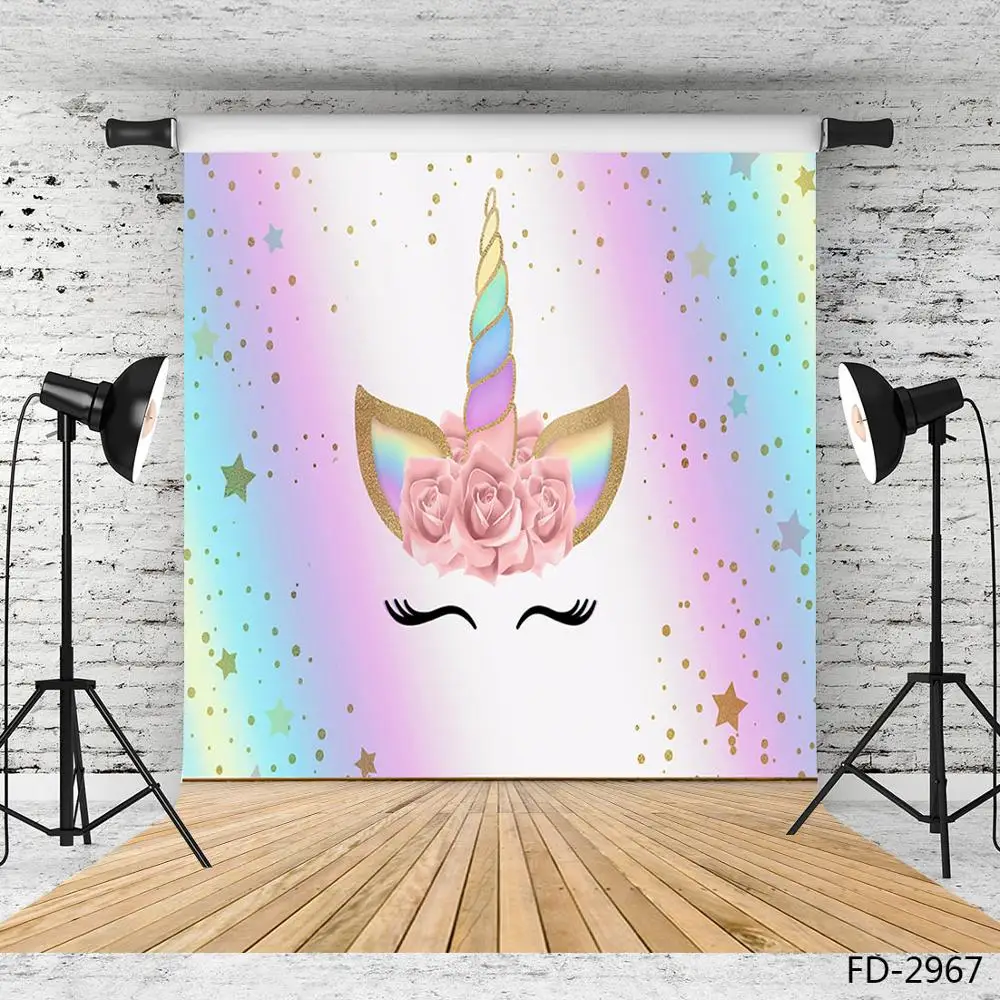 

Little Stars Cartoon Unicorn Photography Backdrop Vinyl Photobooth Background for Children Baby Shower Photocall Fond Photo