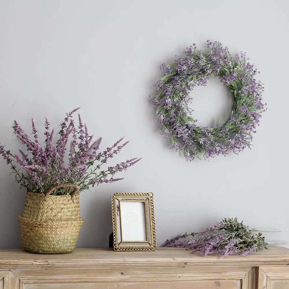 Artificial Door Hanging Lavender Flower Wreath Wall Garland Party Decoration New 