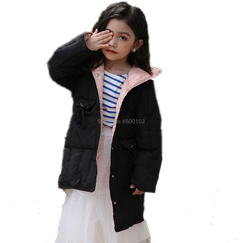 

2019 Girl Winter Jacket 4-10T Kids Cotton-padded Outerwear Girl Casual Warm Hooded Jacket Solid Girl Warm Cotton Coats