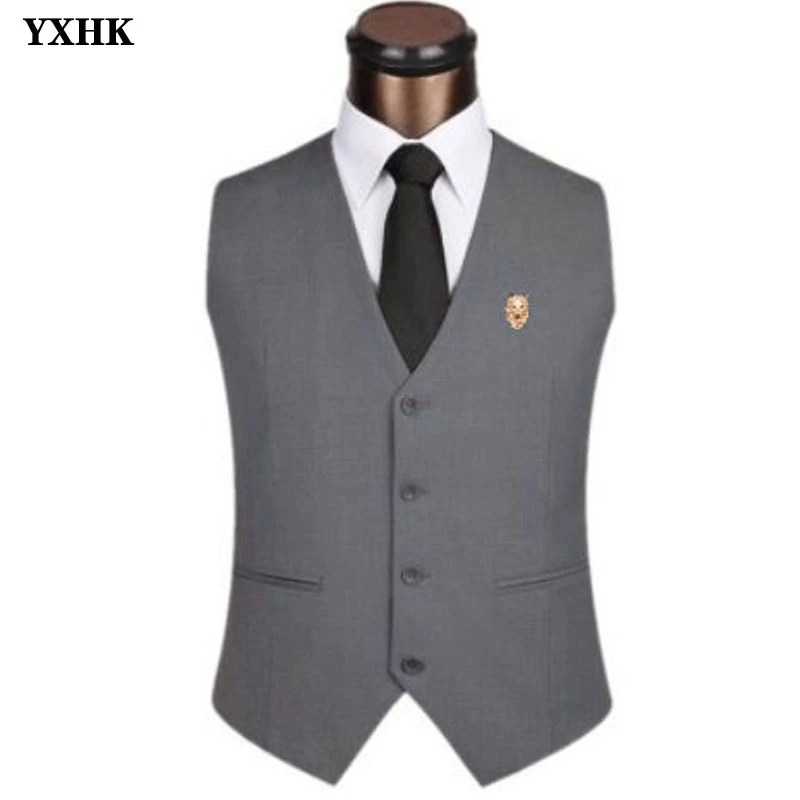 High Quality Brand Men's Tight Vest Blue Waistcoat Men's Mens Suit Vest Male Gilet Homme Casual Sleeveless Business Dress Jacket High Quality Brand Men's Tight Vest Blue Waistcoat Men's Mens Suit Vest Male Gilet Homme Casual Sleeveless Business Dress Jacket
