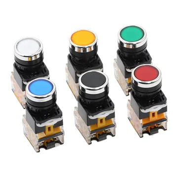 

10Pcs/Box ON-OFF Momentary Push button switch 22mm 4 Screws Circular small size Flat round Panel Cutout LA38-11 LA38-11BN