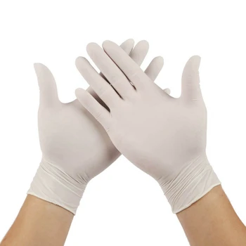 

50Pairs/Lot Disposable Latex Gloves White Non-Slip Laboratory Rubber Latex Gloves Safety Protect