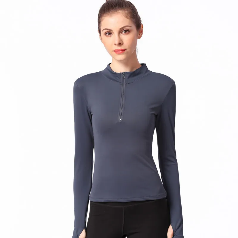 Long Sleeve Gym T-shirts Women Yoga Top with Thumb Holes Compression Tights Sportswear Slim Fitness Running Workout Sport Shirt