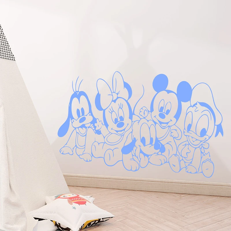 Cartoon Mickey Mouse Vinyl Wall Stickers Decor For Kids Rooms Nursery Room Decoration Wall Decals Murals Wallpaper