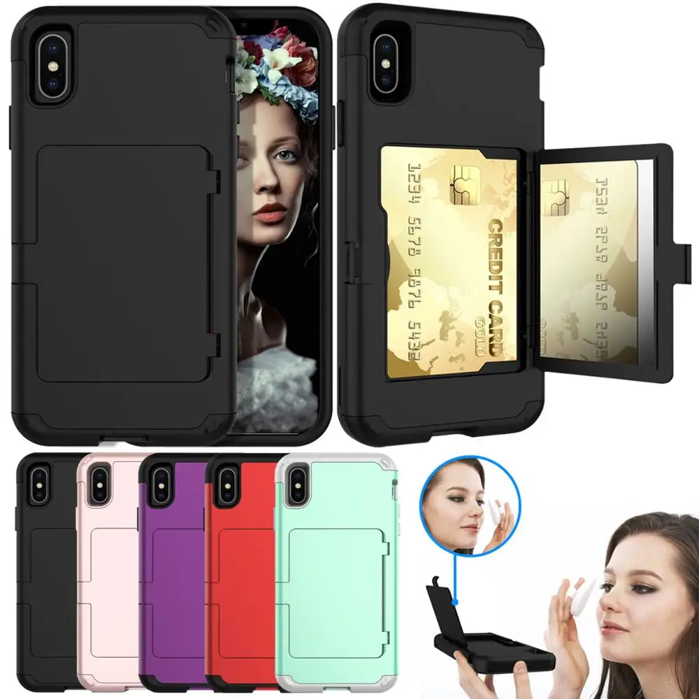 Чехлы для сотовых телефонов i Phone X XR XS Max девушек женщин броня держатель кредитных