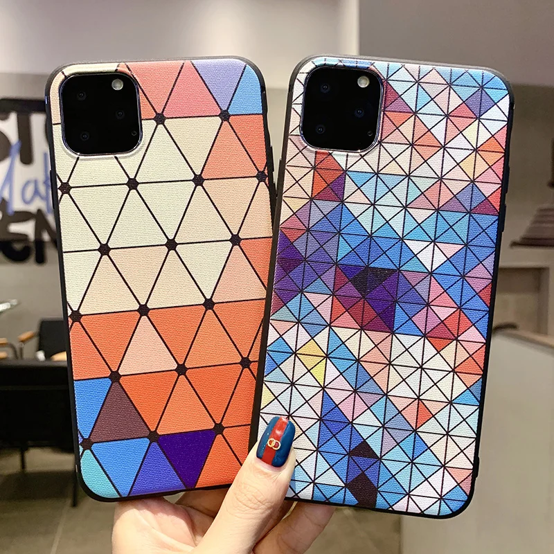 

Colorful Grid Pattern Phone Case For iphone 7 8 6 6s plus Case For iphone XR X Xs max 11 Pro Max Soft TPU Back Cover