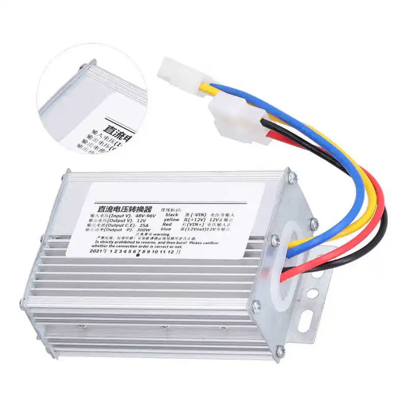 Voltage Regulator 300W 25A DC 48-96V To 12V Waterproof Efficient Output Power Supply Transformer