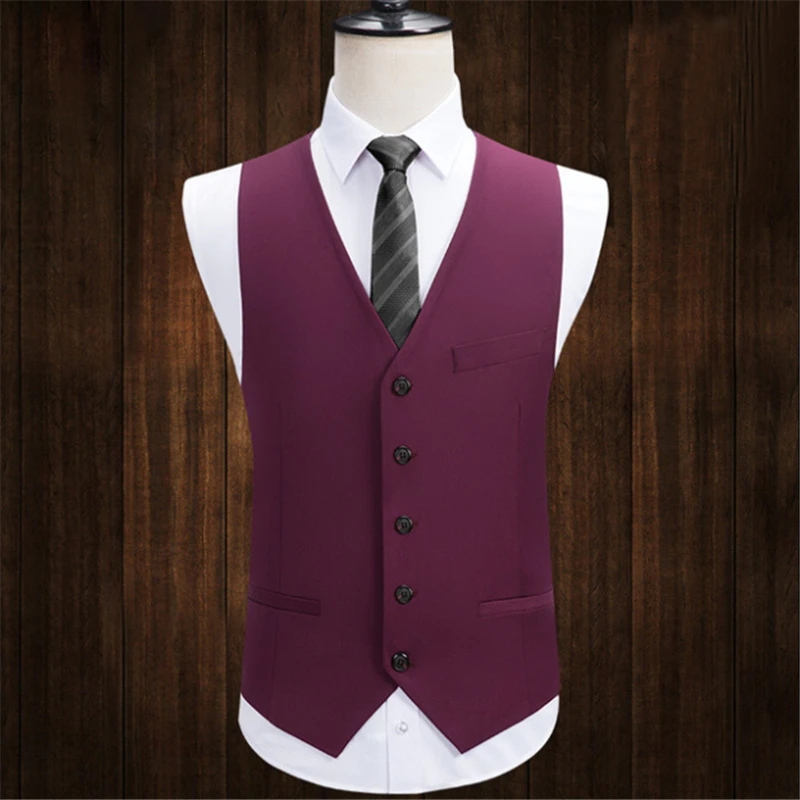2019 New Men'S Wild Suit Vest Korean Slim Official Business Casual Professional High Quality Suit Vest 5XL
