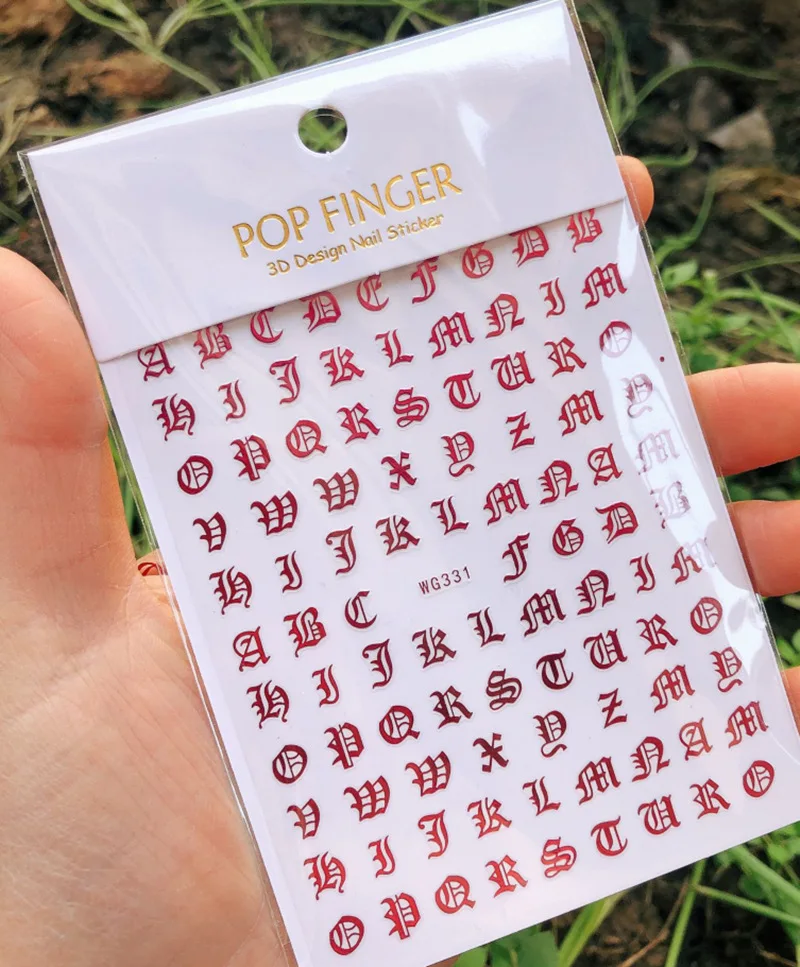 1PCS Multi-Color Laser Reflective Alphabet Nail Art Sticker Kit