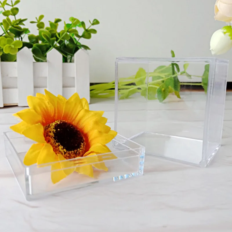 

12pcs Candy Boxes Hollow Cube Box Plastic Wedding Party Gifts Storage Decor