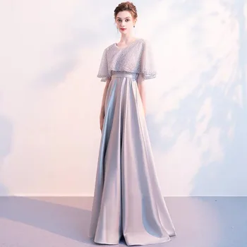

Elegant Half Sleeve Satin Long Evening Dress 2020 with Jacket Prom Party Gowns Sleeveless Wedding Guest Dress Formal New Arrival