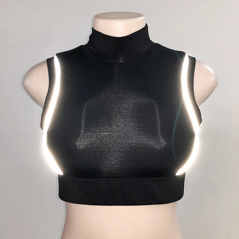 Сексуальные женские Светоотражающие женские майки короткие топики Bralette летние Camisloe