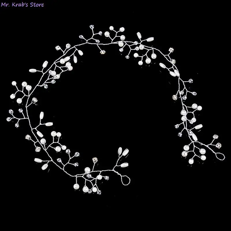 Golo Silver Color Pearl Crystal Headband Wedding Hair Accessories Bridal Vine Tiara Headpiece Diamante Jewelry | Украшения и
